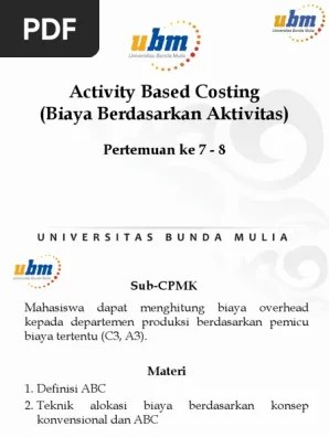 Biaya pembelian bahan makanan adalah rp. Biaya Berdasarkan Aktivitas Pdf