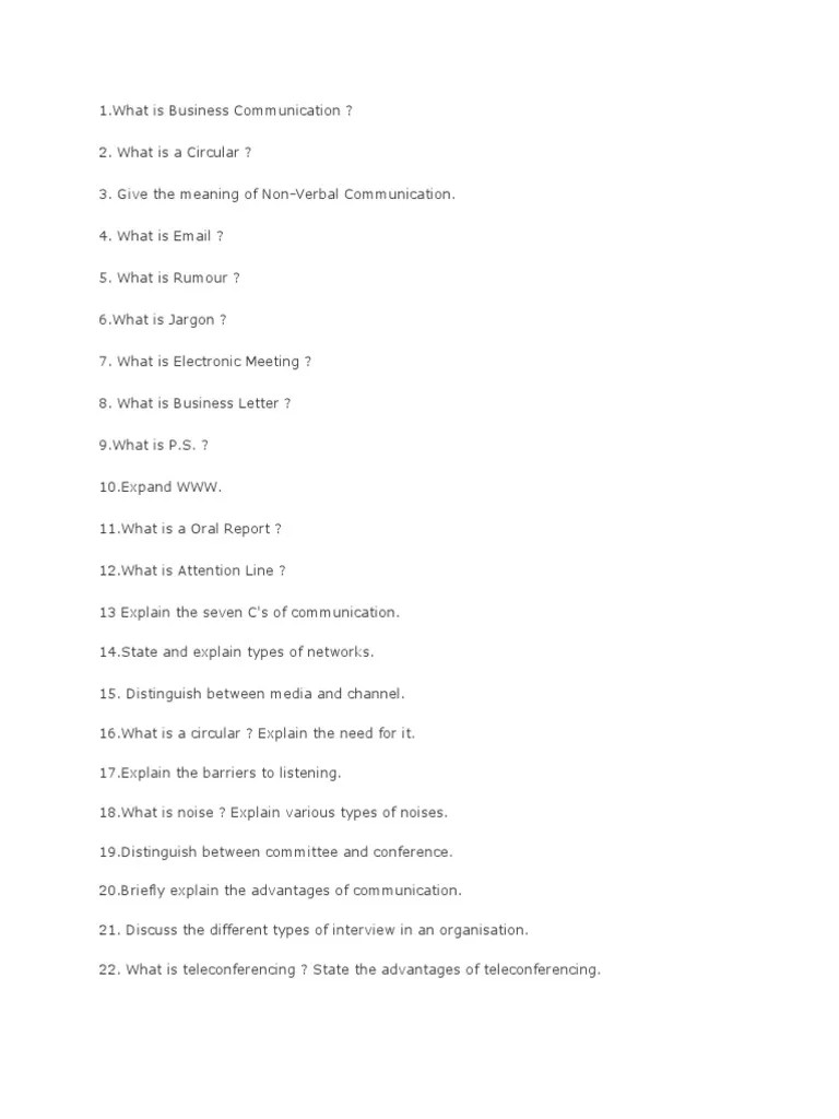 Business Communication Question Paper | PDF | Communication | Companies
