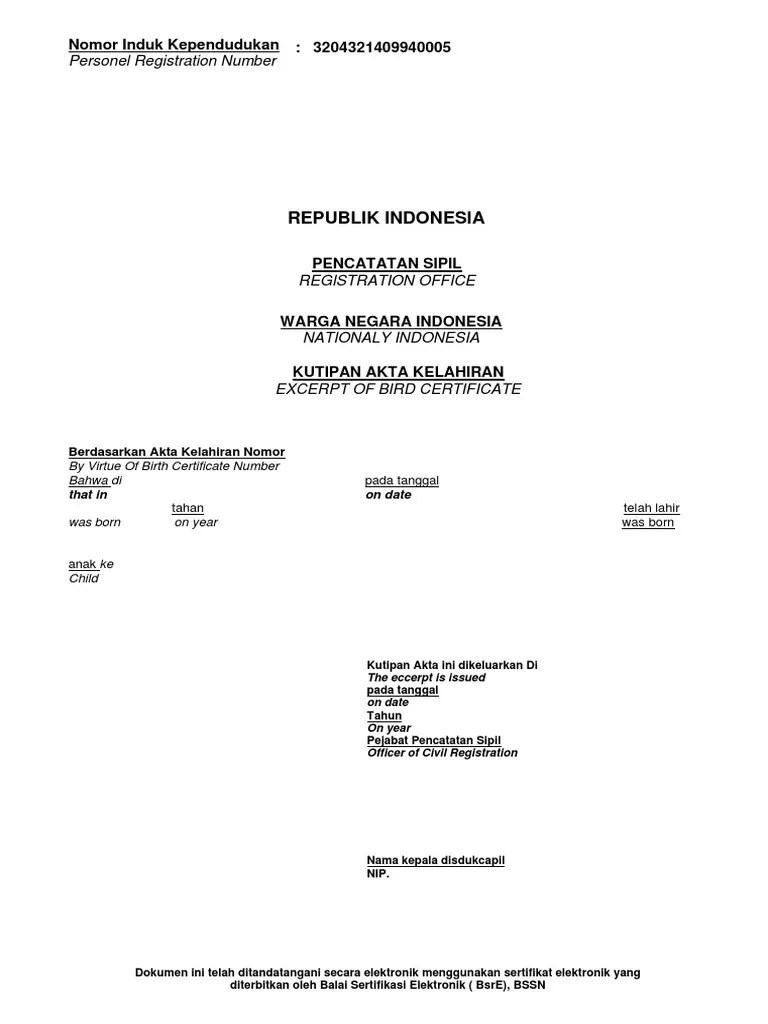 Kutipan Akta Kelahiran | PDF