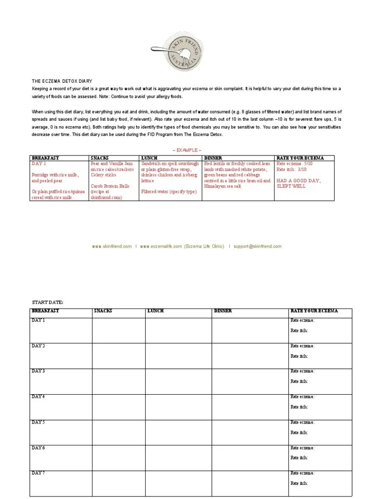 Eczema Detox Diet Diary 2019 | PDF | Lunch | Rice