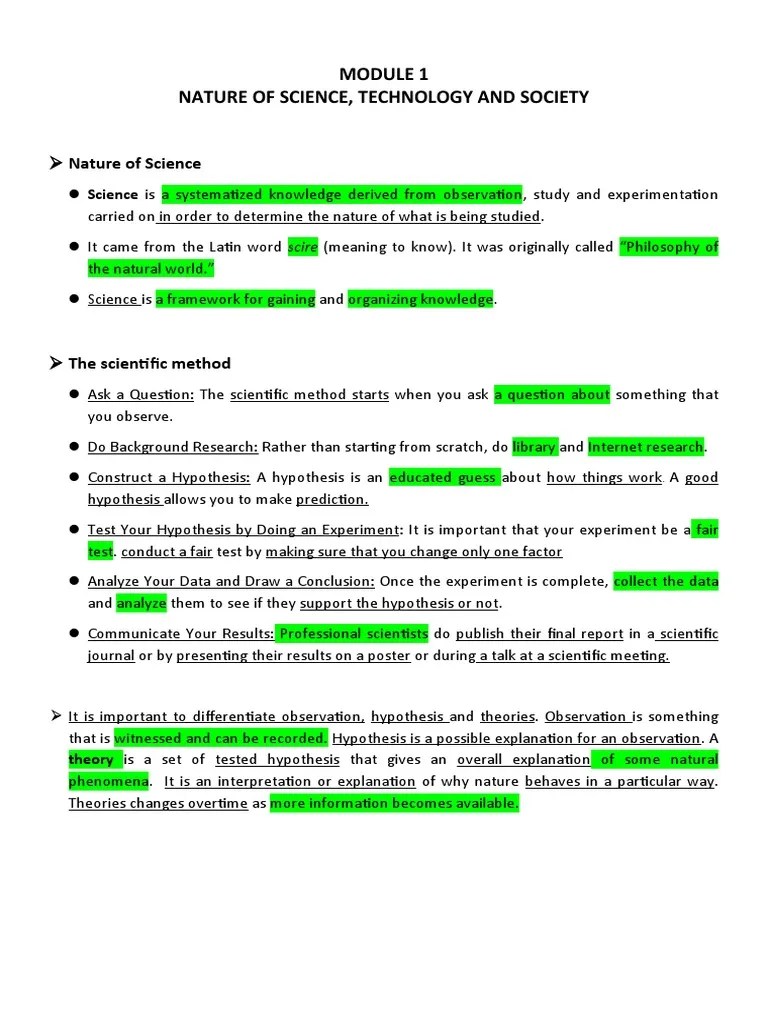 STS (Module 1, 2, 3) | PDF | Science | Hypothesis