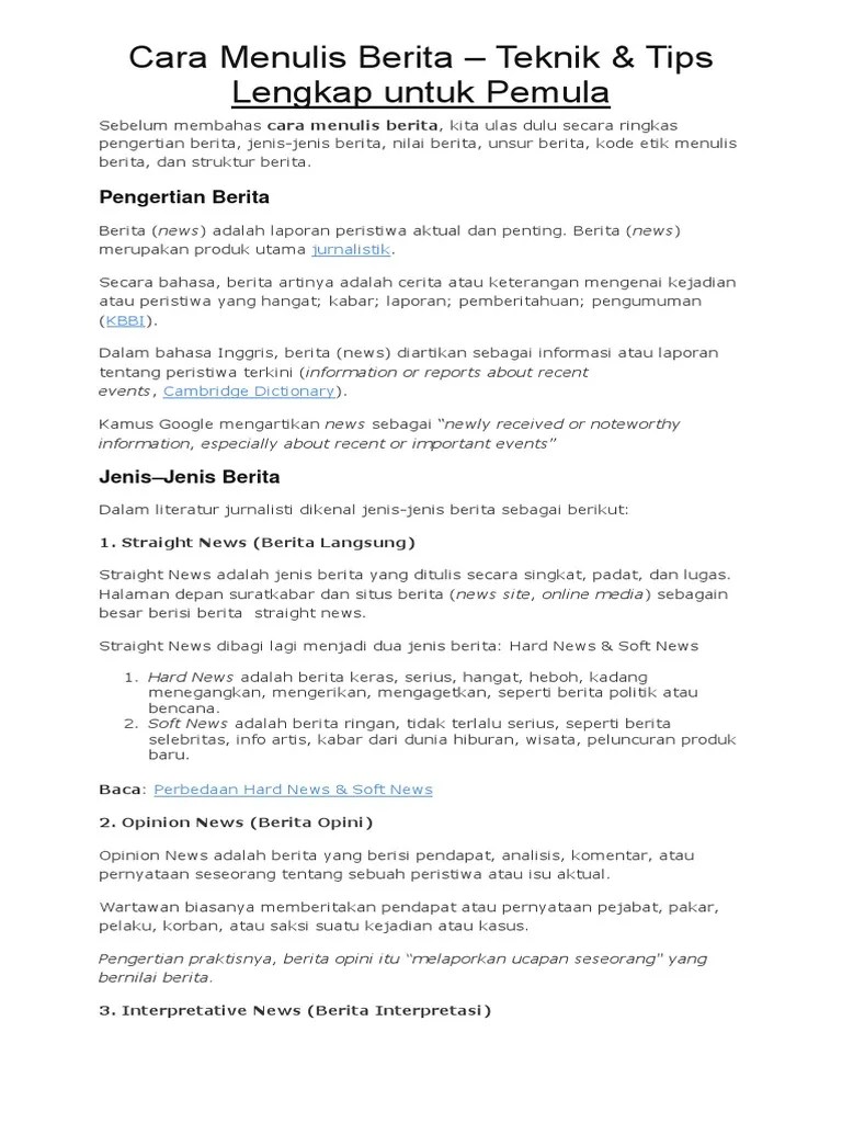 Cara Menulis Berita | PDF