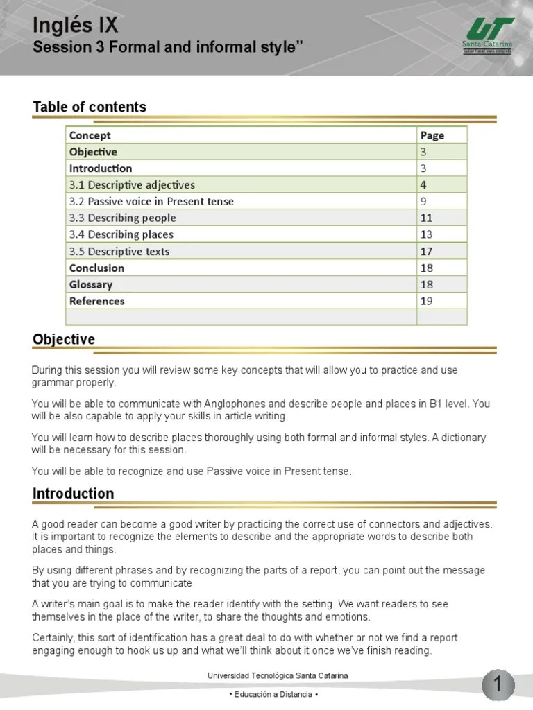 English Formal And Informal Style | PDF | Adjective | Noun