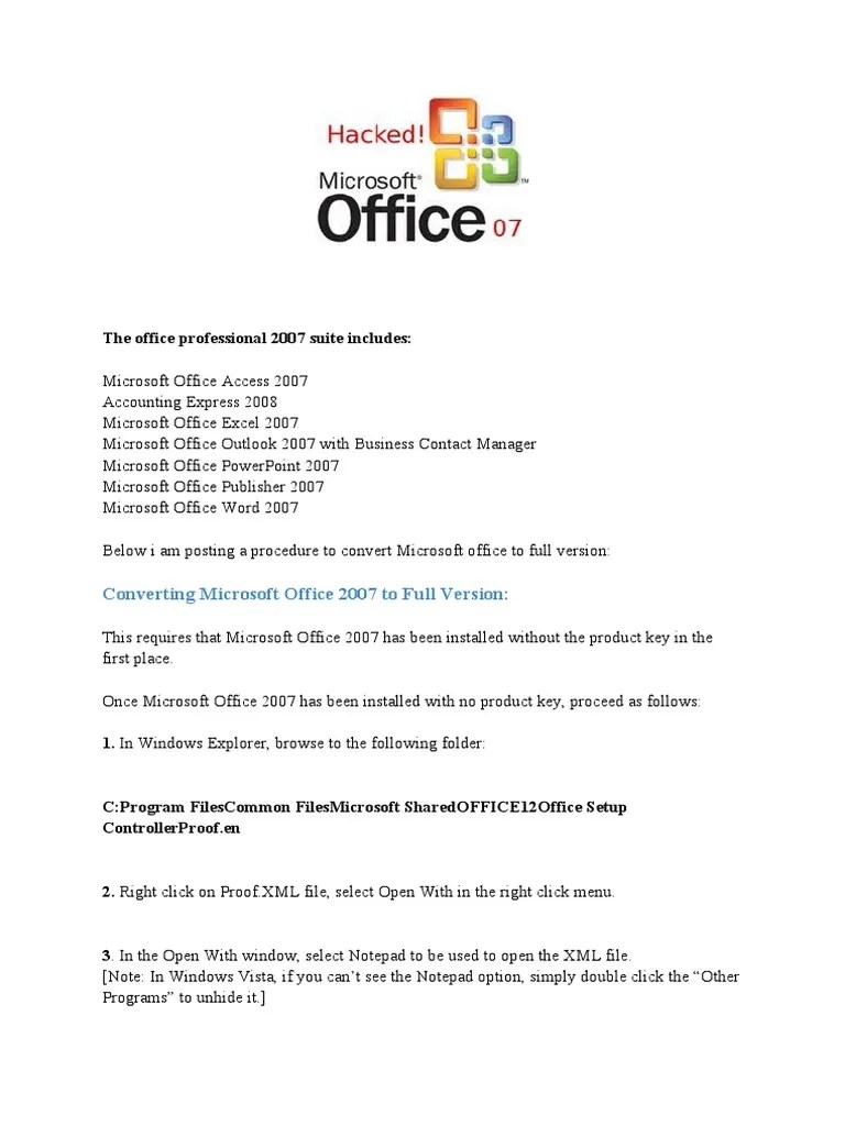 The Office Professional 2007 | PDF | Microsoft Office | Computing Platforms
