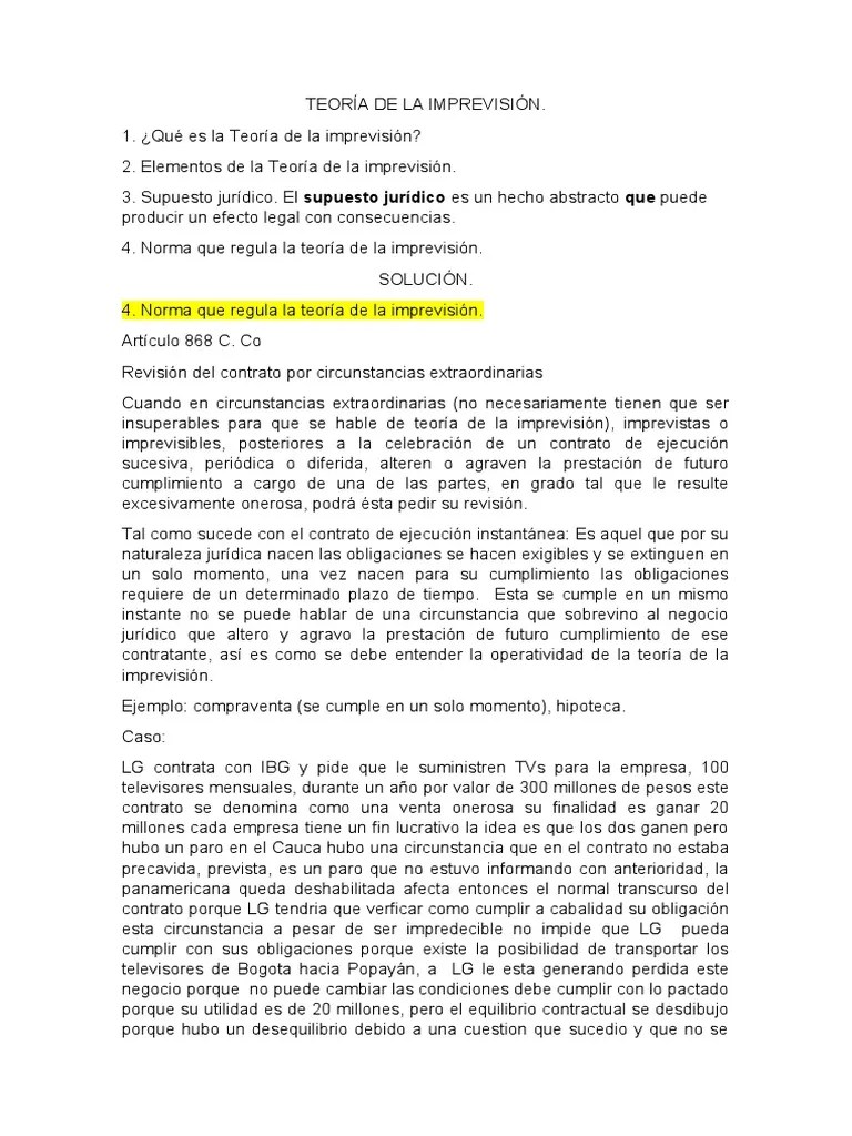 Teoría De La Imprevisión | PDF | Economias | Justicia