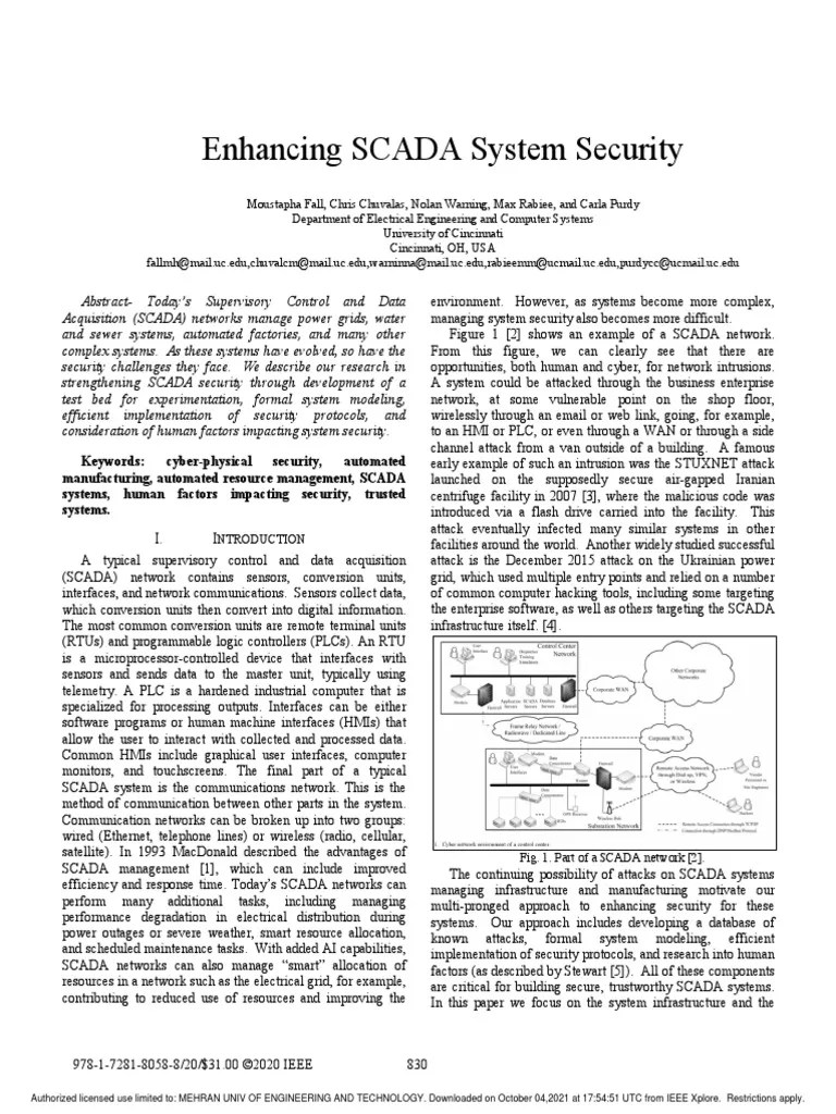 Enhancing SCADA System Security | PDF | Scada | Programmable Logic ...