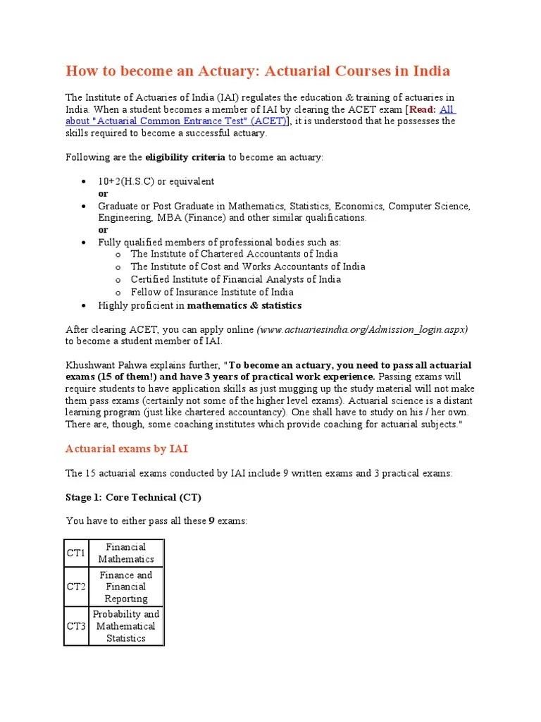 How To Become An Actuary | PDF | Test (Assessment) | Actuary