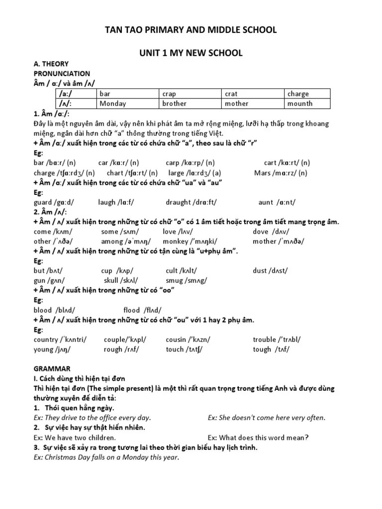 Unit 1 My New School | PDF