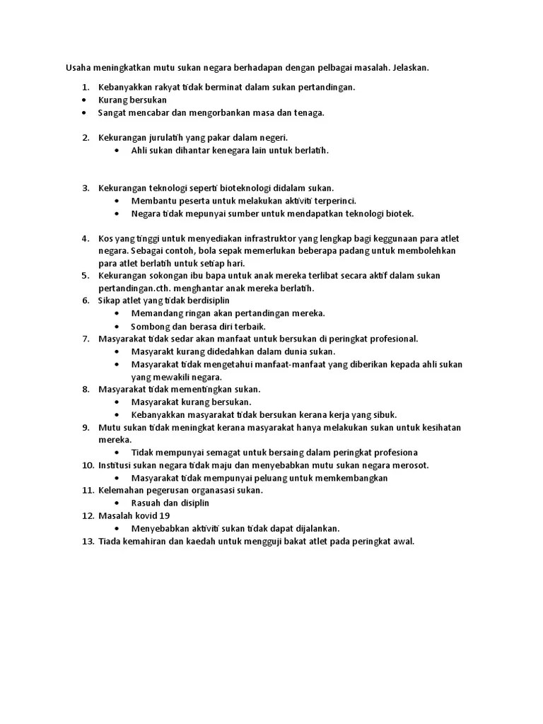 Cara ini pasti dapat meningkatkan mutu sukan negara. Usaha Meningkatkan Mutu Sukan Negara Berhadapan Dengan Pelbagai Masalah Pdf
