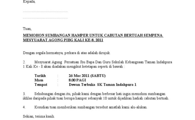 Contoh Surat Penghargaan Sumbangan Derma / Contoh Surat Mohon Sumbangan Van Jenazah Otosection