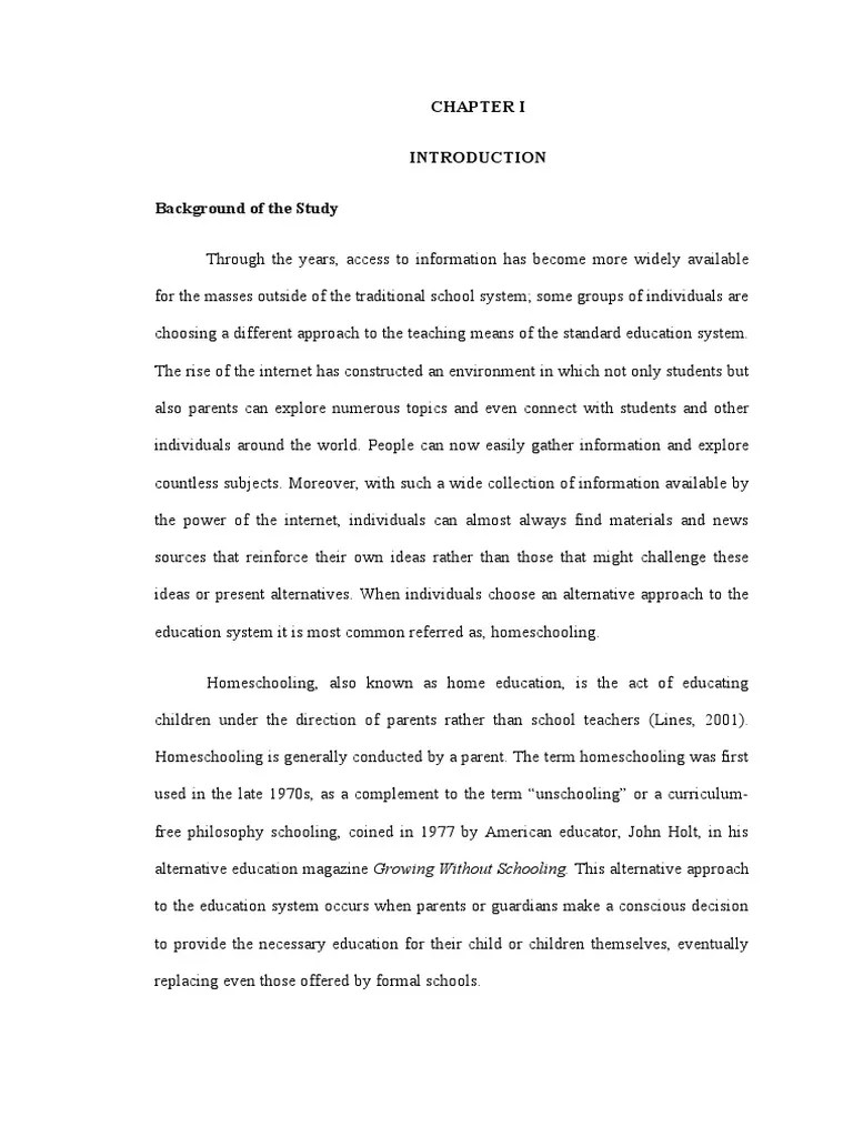 Thesis Chapter 1 Final | Download Free PDF | Homeschooling ...