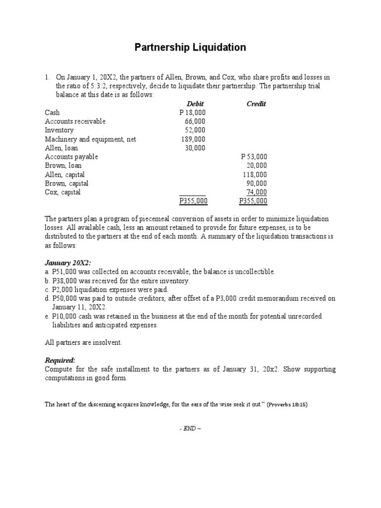 Chapter 4 - Partnership Liquidation | PDF | Accounting | Money