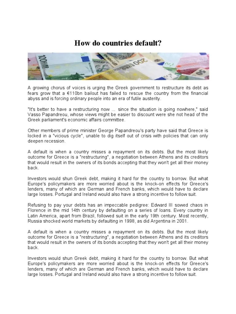 How Do Countries Default | PDF | Sovereign Default | Debt