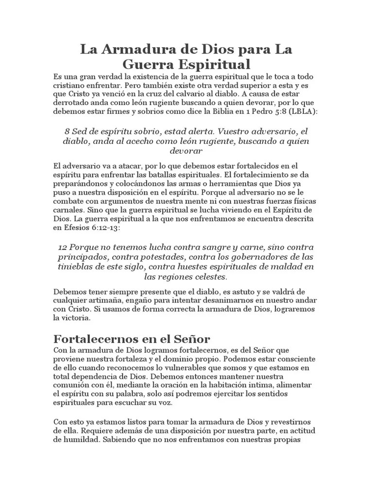 La Armadura De Dios Para La Guerra Espiritual | PDF | Dios | Fe