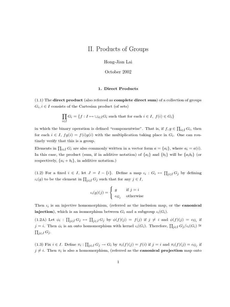 Hungerford Solution 1-5GroupProduct | PDF | Group (Mathematics) | Basis (Linear Algebra)