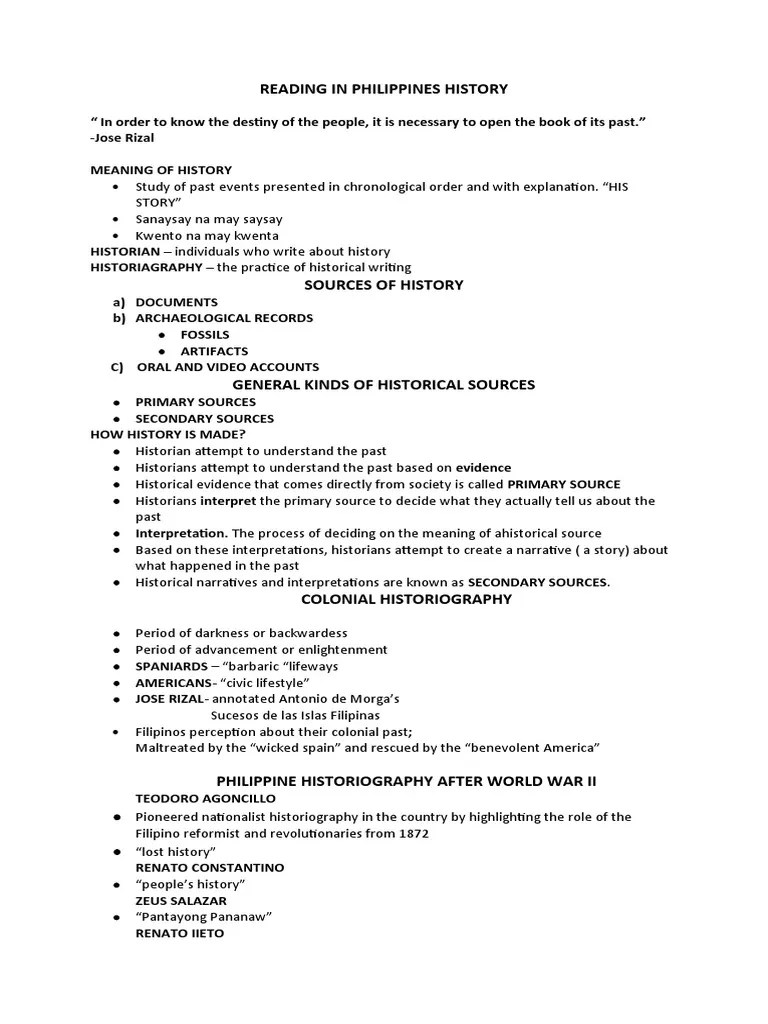 Reading In Philippines History | PDF | Primary Sources | Historiography