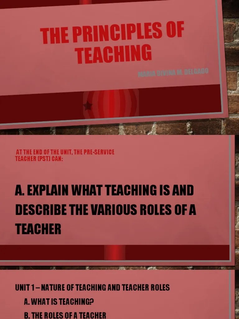 The Principles Of Teaching | PDF