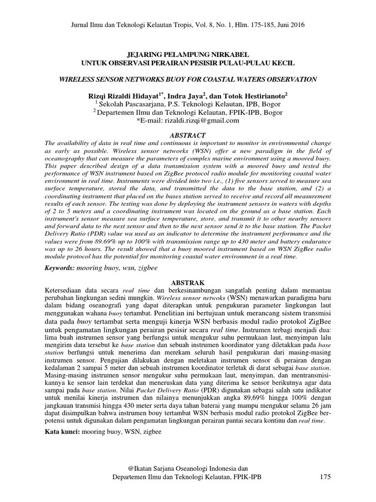 Wireless Sensor Networks Buoy For Coastal Waters Observation ...