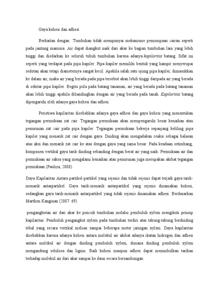 Gaya Kohesi Dan Adhesi | PDF