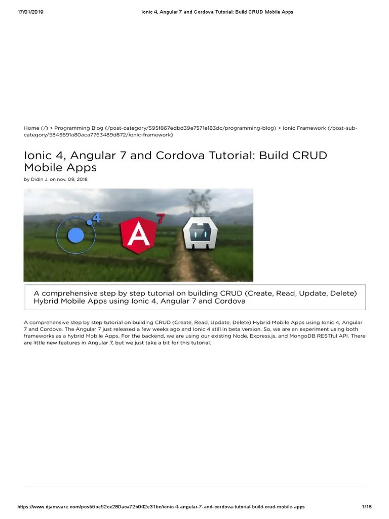 Ionic 4, Angular 7 And Cordova Tutorial - Build CRUD Mobile Apps | PDF ...