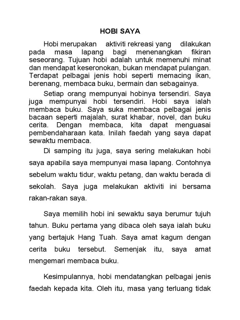 Hobi saya ialah membaca mengulangkaji buku. Petikan Hobi Saya Pdf