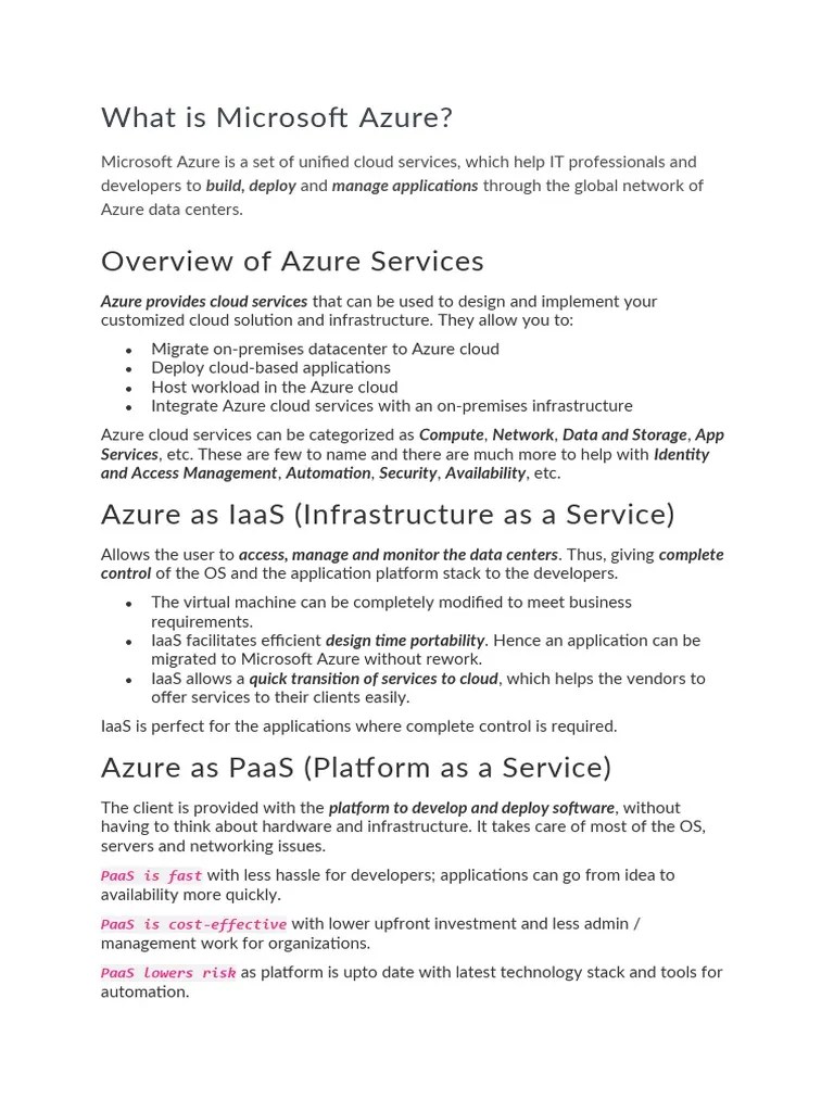 What Is Microsoft Azure | PDF | Cloud Computing | Microsoft Azure
