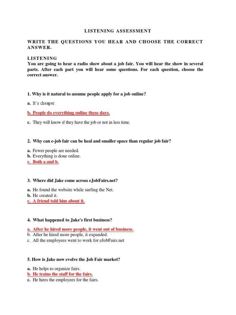 Listening Assessment | PDF