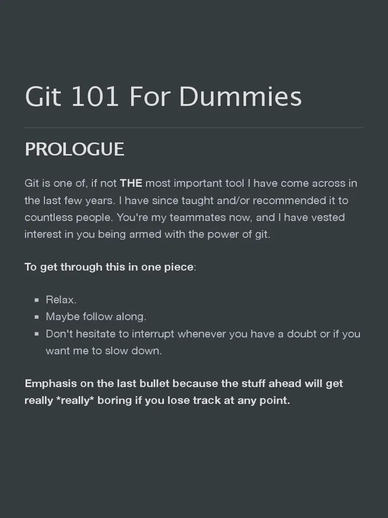 Git 101 For Dummies: Prologue | PDF | Information Technology Management ...