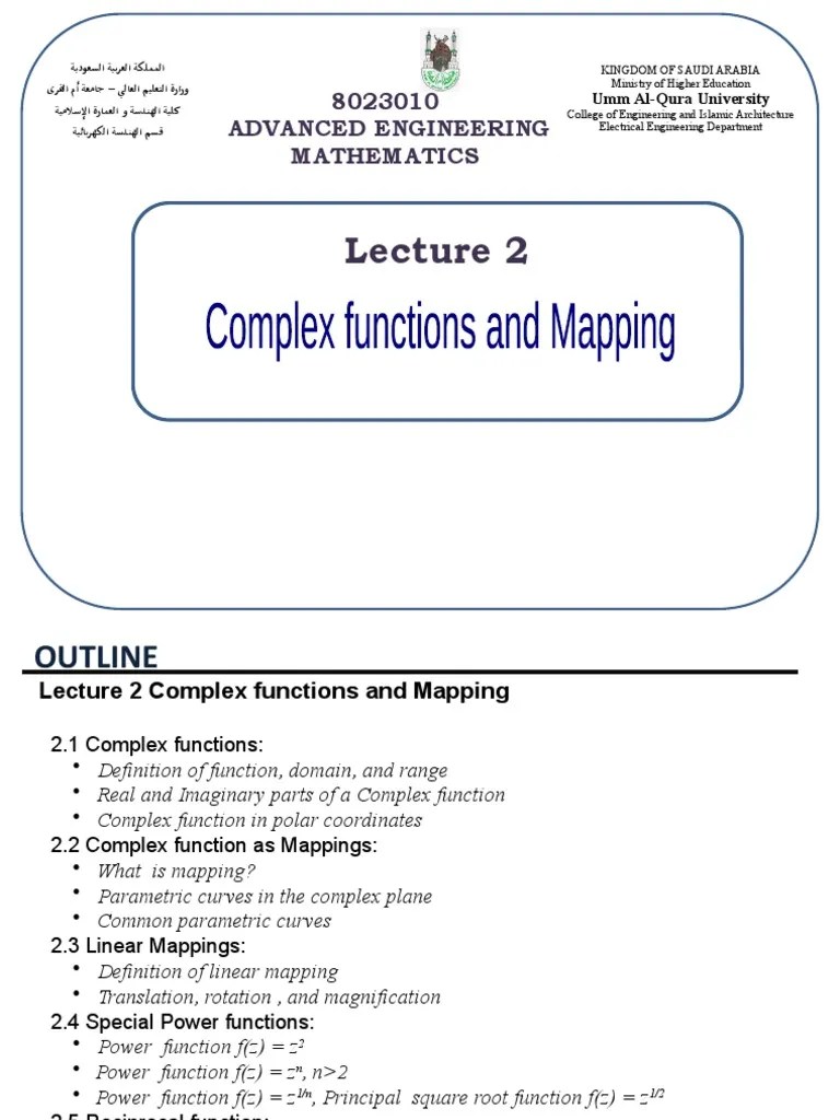 Lect02 - Complex Functions And Mapping | PDF | Function (Mathematics) | Complex Number