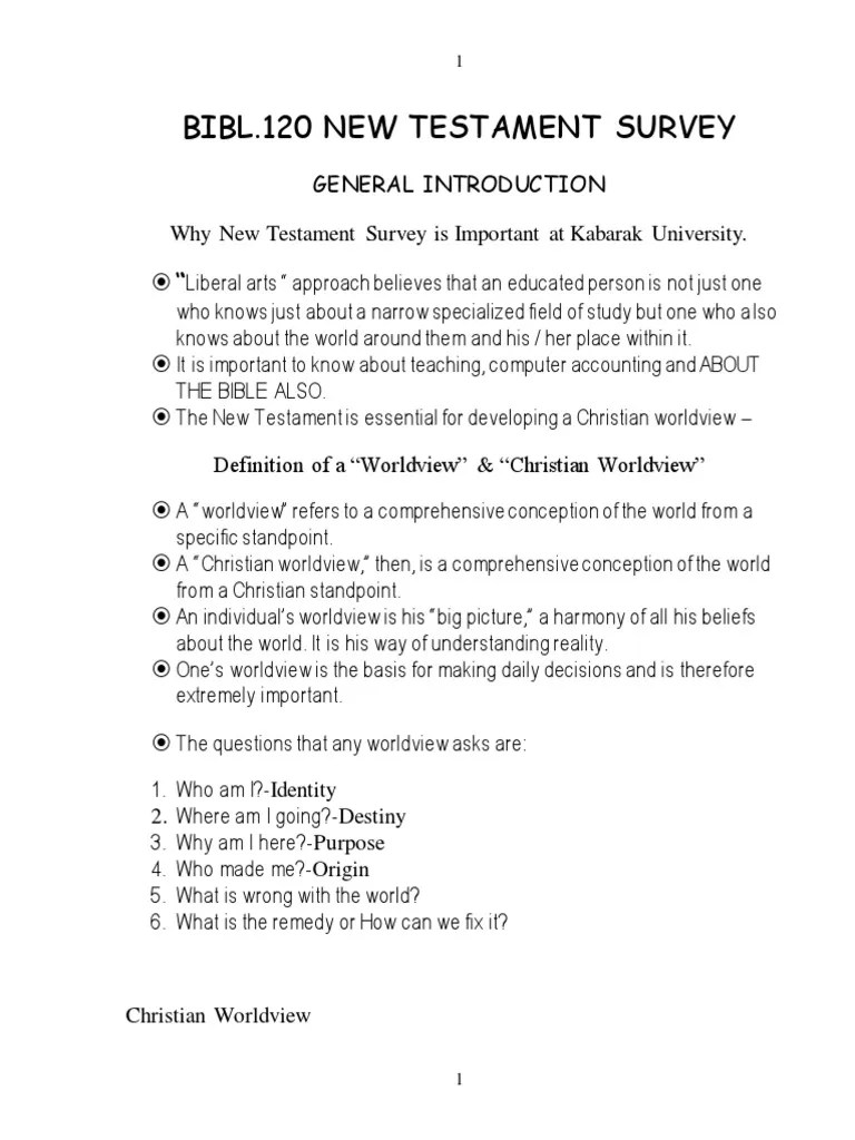 Bib.120 New Testament Survey Lecture Notes | PDF | Jesus | Biblical Canon