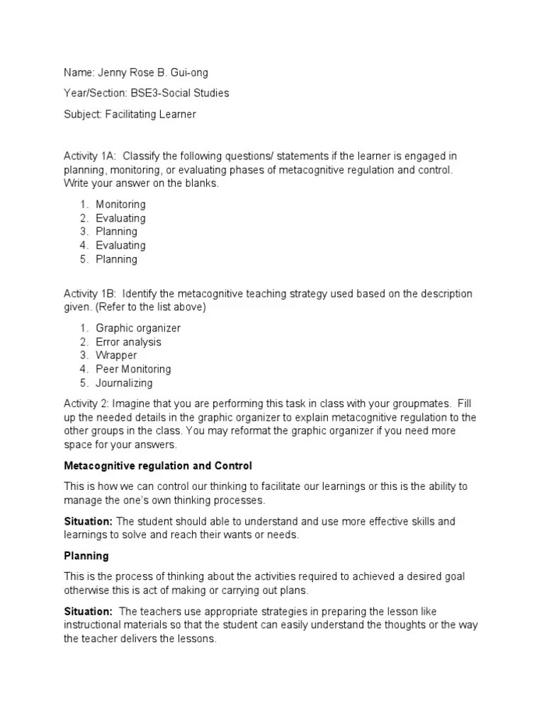 Exploring Metacognitive Teaching Strategies: A Case Study On ...