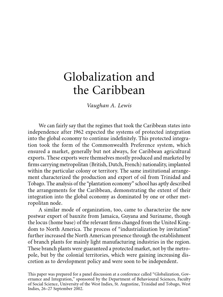 Globalization And The Caribbean | PDF | Caribbean | Trinidad And Tobago
