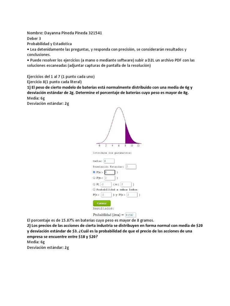 Tarea 3 | PDF | Desviación Estándar | Distribución Normal