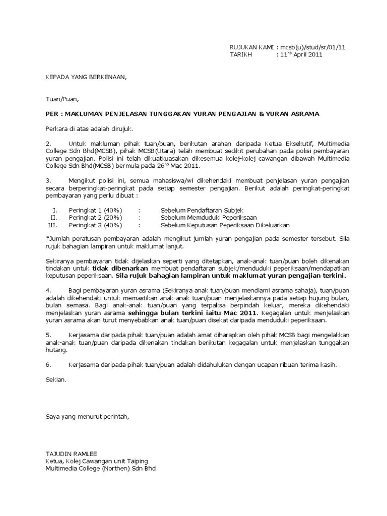 Portal rasmi jabatan perkhidmatan awam jpa. Contoh Surat Tuntutan Bayaran Kontraktor