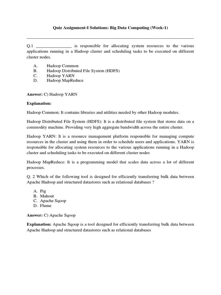 Nptel Big Data Full Assignment Solution 2021 | PDF | Apache Hadoop ...