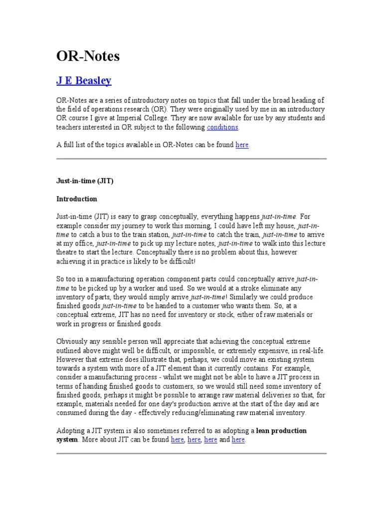 Management-Just In Time Theory | PDF | Inventory | Secondary Sector Of ...