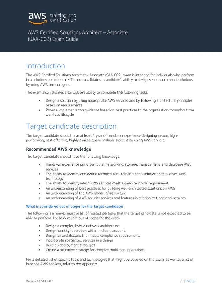 AWS Certified Solutions Architect Associate Exam Guide | PDF | Amazon ...