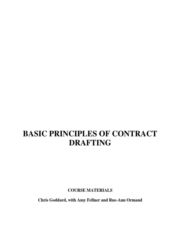 Basic Principles Of Contract Drafting | PDF | Precedent | Equity (Law)