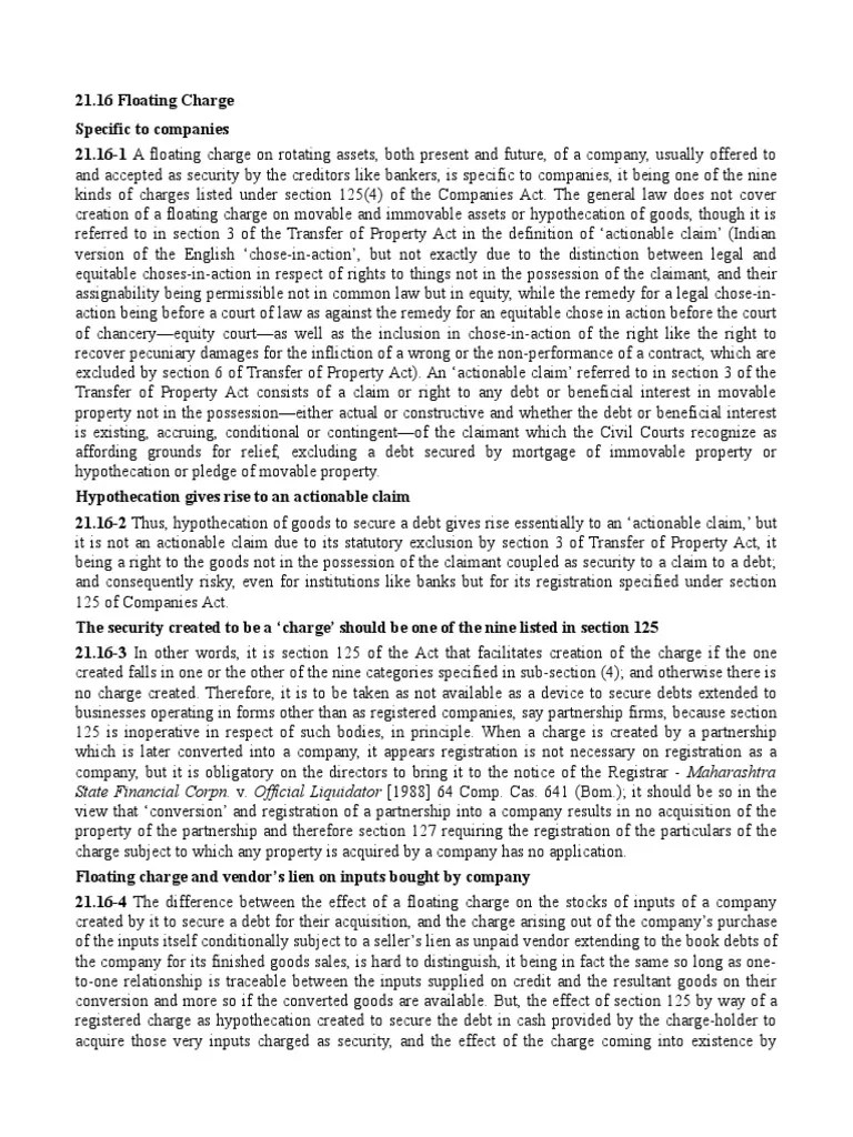 Floating Charge | PDF | Liquidation | Security Interest