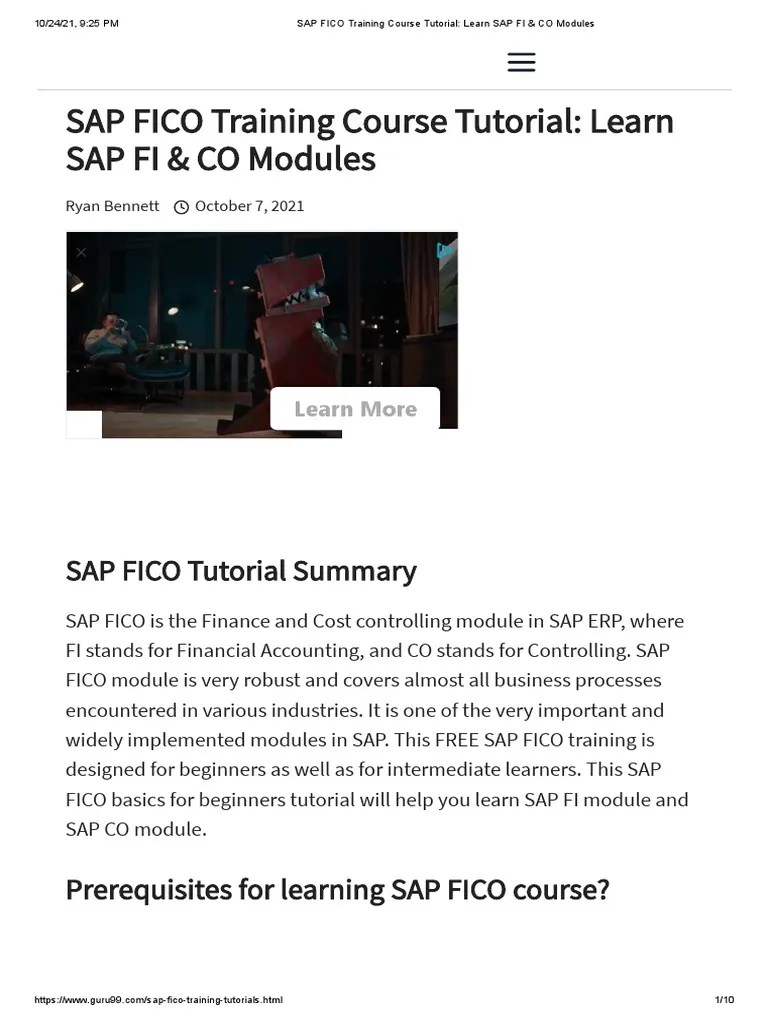 SAP FICO Training Course Tutorial: Learn SAP FI & CO Modules | PDF ...