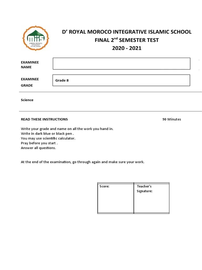 Grade 8 - SCIENCE - Final Test | PDF | Rock (Geology) | Earth