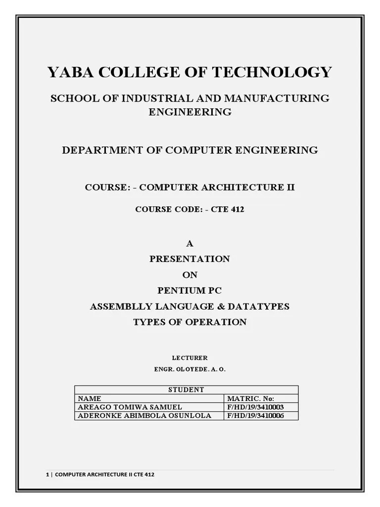 Computer Architecture II Cte 412 Presentation | PDF | Assembly Language | Central Processing Unit
