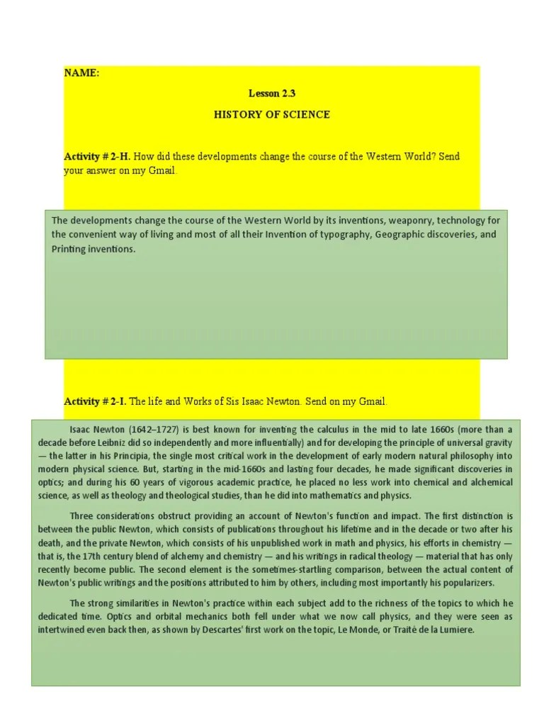 Module 2 Science Lesson 2.3 Answer Sheet | PDF