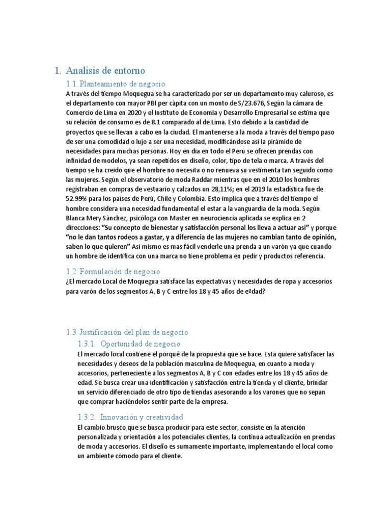 Análisis Del Mercado De Ropa Y Accesorios Masculinos En Moquegua Para ...