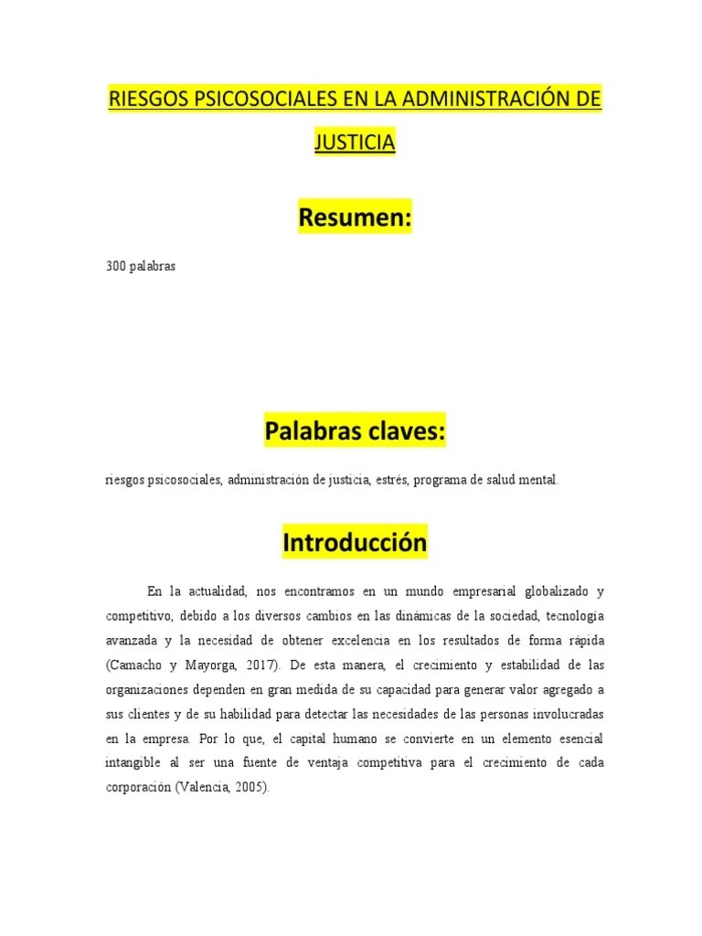 Riesgos Psicosociales En La Administración De Justicia | PDF | Burnout Ocupacional | Salud Mental