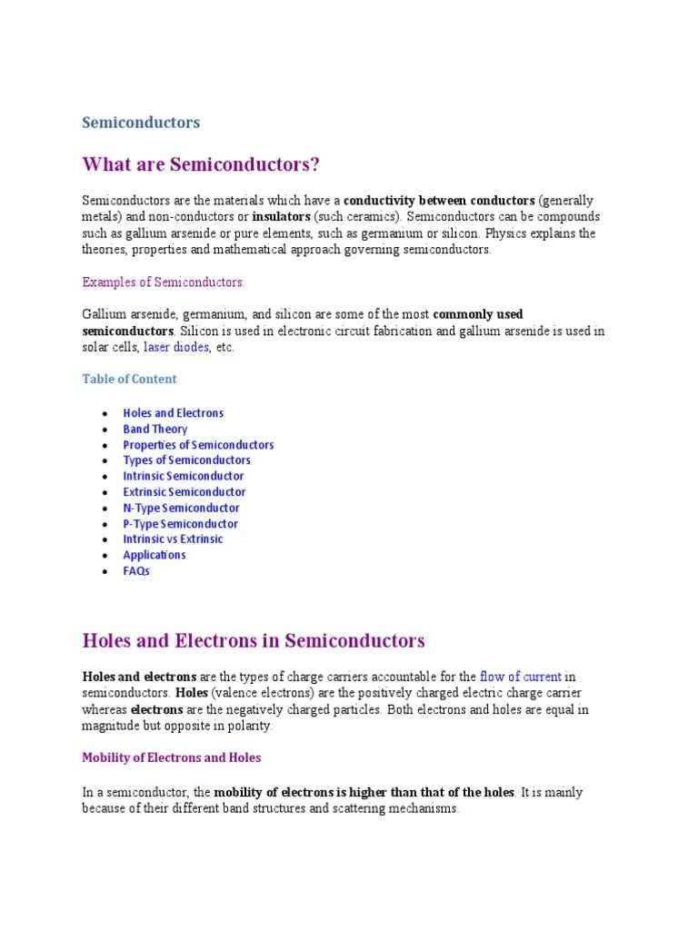 Semiconductors And Band Gap Theory | PDF | Semiconductors | Electrical ...