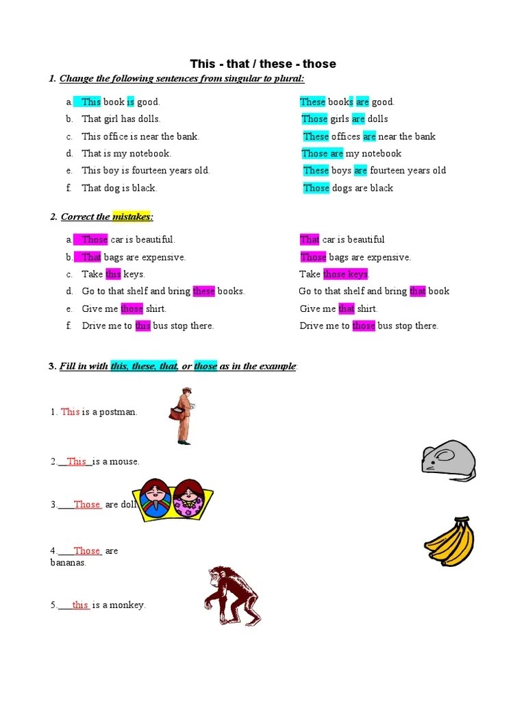 Demonstrative Adjectives Exercises Pdf Morphology Linguistics