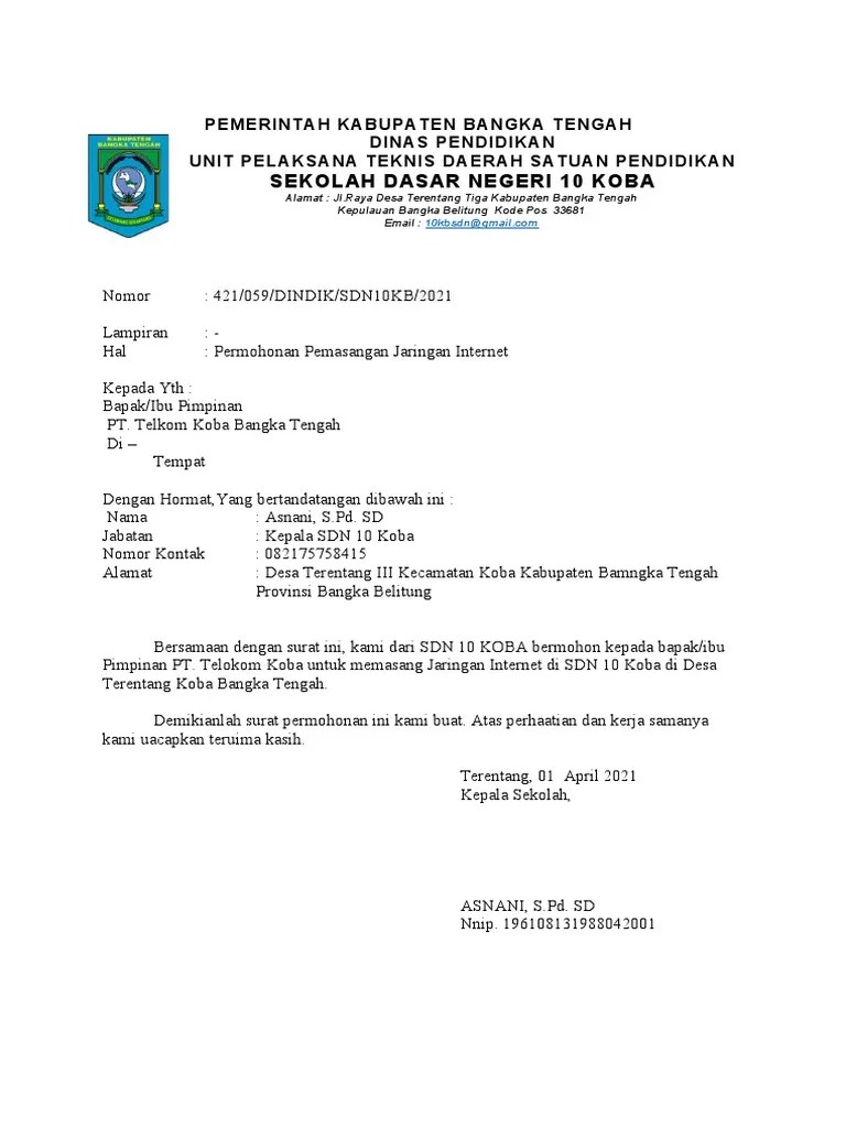 Surat permohonan jaringan internet guru paud. Surat Permohonan Pemasangan Wifi Pdf