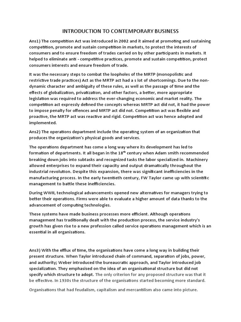 Introduction To Contemporary Business | PDF | Competition | Market ...