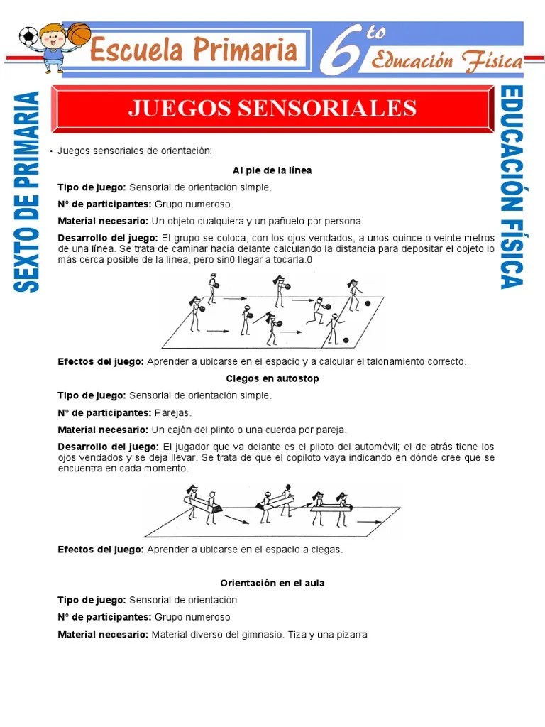 4 juegos de patio para niños. Juegos Sensoriales Para Sexto De Primaria Pdf